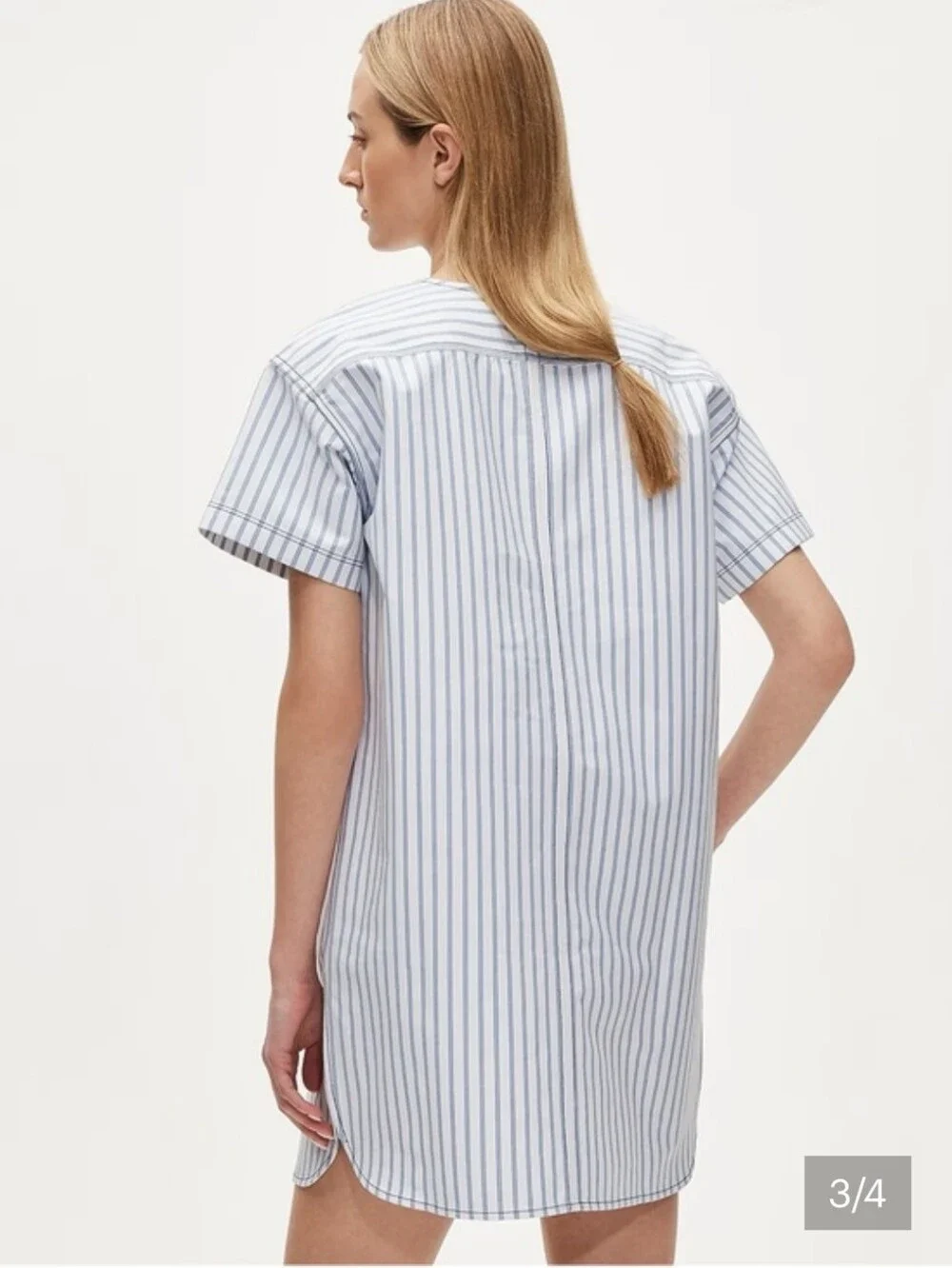 J. Crew Blue and White Striped Short-Sleeve Mini Dress